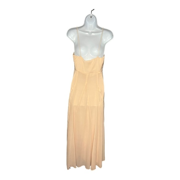 ASOS Open Back A-Line Gown Elegant Peach Chiffon Sleeveless V-Neck Maxi Dress 6 - Picture 2 of 10